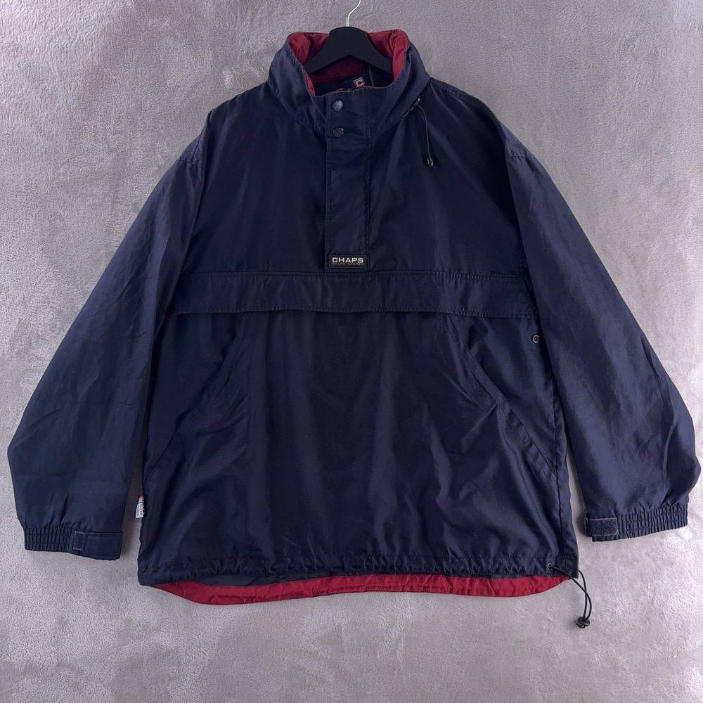 Chaps Ralph Lauren Pullover Jacket Mens‎ Size Large Navy Red Preppy Minimal